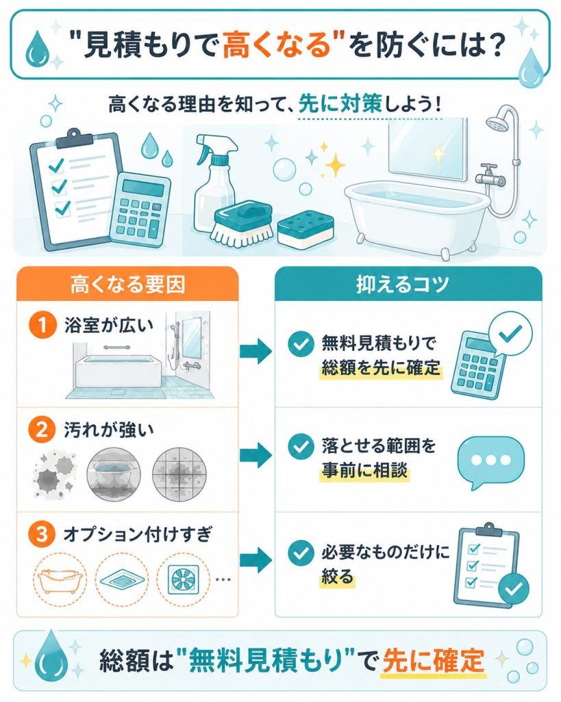 浴室クリーニング料金が高くなる要因と抑えるコツの図